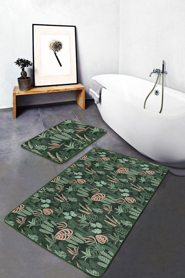 Set di 2 Tappetini da bagno antiscivolo Yasemin BPS179 Rectangle Multicolore, 100 x 60 cm / 60 x 50 cm (2)