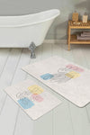 Set di 2 Tappetini da bagno antiscivolo Yasemin BPS180 Rectangle Multicolore, 100 x 60 cm / 60 x 50 cm (2)