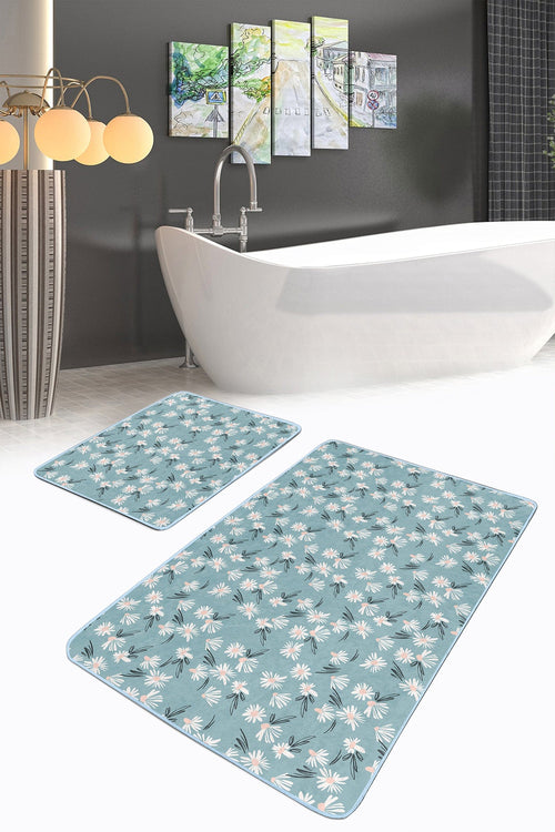Set di 2 Tappetini da bagno antiscivolo Yasemin BPS181 Rectangle Multicolore, 100 x 60 cm / 60 x 50 cm
