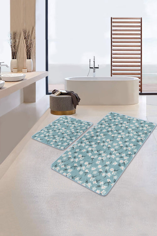 Set di 2 Tappetini da bagno antiscivolo Yasemin BPS181 Rectangle Multicolore, 100 x 60 cm / 60 x 50 cm (1)