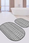 Set di 2 Tappetini da bagno antiscivolo Yldiko BPS587 Oval Multicolore, 100 x 60 cm / 60 x 50 cm (1)