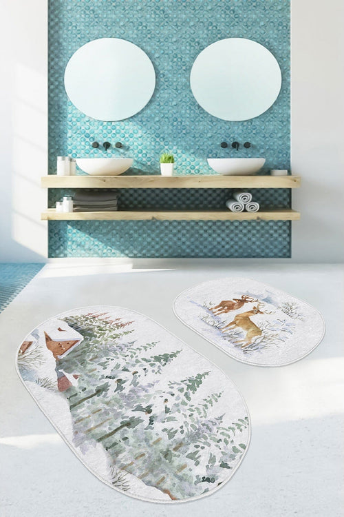Set di 2 Tappetini da bagno antiscivolo Yldiko BPS588 Oval Multicolore, 100 x 60 cm / 60 x 50 cm (1)