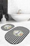 Set di 2 Tappetini da bagno antiscivolo Yldiko BPS591 Oval Multicolore, 100 x 60 cm / 60 x 50 cm