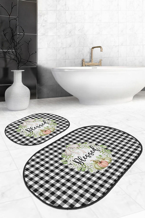 Set di 2 Tappetini da bagno antiscivolo Yldiko BPS591 Oval Multicolore, 100 x 60 cm / 60 x 50 cm