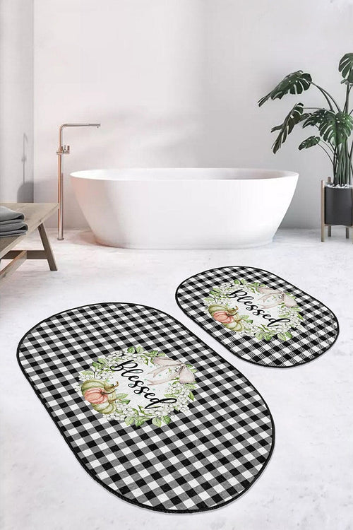 Set di 2 Tappetini da bagno antiscivolo Yldiko BPS591 Oval Multicolore, 100 x 60 cm / 60 x 50 cm (1)