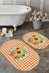Set di 2 Tappetini da bagno antiscivolo Yldiko BPS593 Oval Multicolore, 100 x 60 cm / 60 x 50 cm
