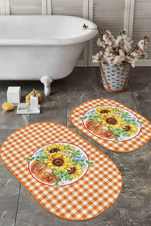 Set di 2 Tappetini da bagno antiscivolo Yldiko BPS593 Oval Multicolore, 100 x 60 cm / 60 x 50 cm