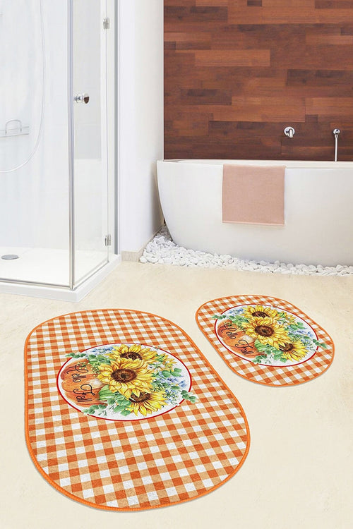 Set di 2 Tappetini da bagno antiscivolo Yldiko BPS593 Oval Multicolore, 100 x 60 cm / 60 x 50 cm (1)