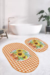 Set di 2 Tappetini da bagno antiscivolo Yldiko BPS593 Oval Multicolore, 100 x 60 cm / 60 x 50 cm (2)