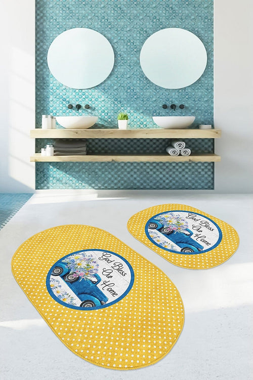 Set di 2 Tappetini da bagno antiscivolo Yldiko BPS594 Oval Multicolore, 100 x 60 cm / 60 x 50 cm (1)
