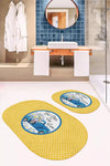 Set di 2 Tappetini da bagno antiscivolo Yldiko BPS594 Oval Multicolore, 100 x 60 cm / 60 x 50 cm (2)