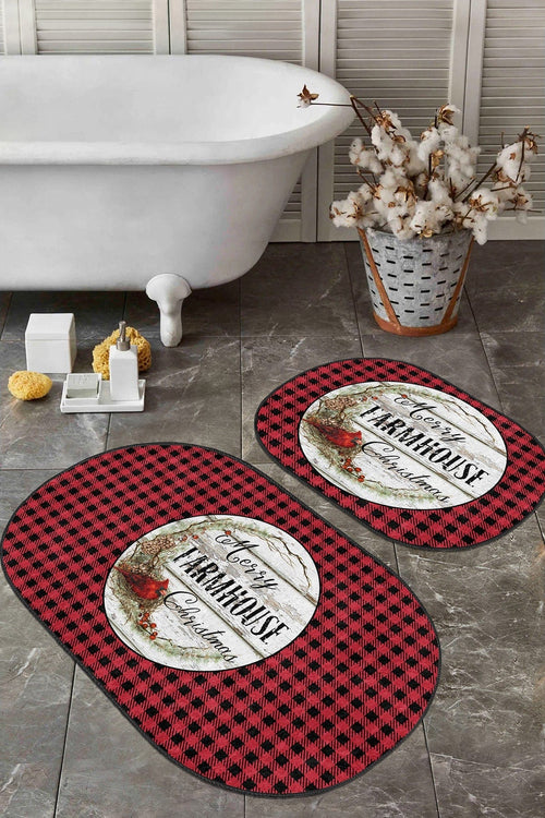 Set di 2 Tappetini da bagno antiscivolo Yldiko BPS595 Oval Multicolore, 100 x 60 cm / 60 x 50 cm