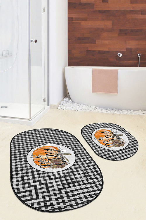 Hillkar Global Set di 2 Tappetini da bagno antiscivolo Yldiko BPS598 Oval Multicolore, 100 x 60 cm / 60 x 50 cm