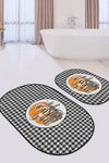Hillkar Global Set di 2 Tappetini da bagno antiscivolo Yldiko BPS598 Oval Multicolore, 100 x 60 cm / 60 x 50 cm