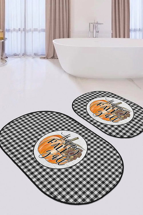 Hillkar Global Set di 2 Tappetini da bagno antiscivolo Yldiko BPS598 Oval Multicolore, 100 x 60 cm / 60 x 50 cm