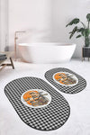 Hillkar Global Set di 2 Tappetini da bagno antiscivolo Yldiko BPS598 Oval Multicolore, 100 x 60 cm / 60 x 50 cm