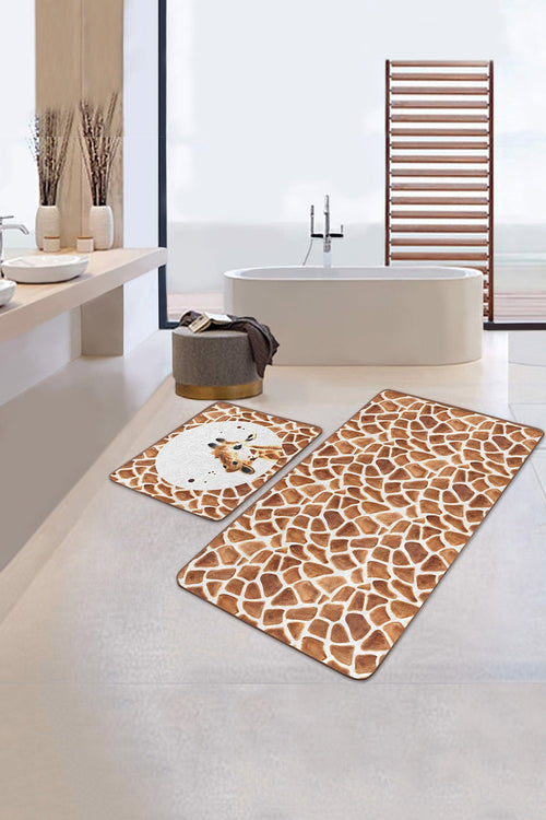 Set di 2 Tappetini da bagno antiscivolo Zerrin BPS343 Rectangle Multicolore, 100 x 60 cm / 60 x 50 cm (1)
