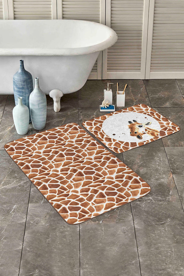 Set di 2 Tappetini da bagno antiscivolo Zerrin BPS343 Rectangle Multicolore, 100 x 60 cm / 60 x 50 cm (2)