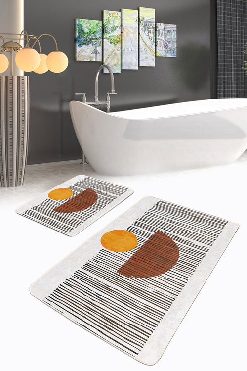 Set di 2 Tappetini da bagno antiscivolo Zerrin BPS344 Rectangle Multicolore, 100 x 60 cm / 60 x 50 cm
