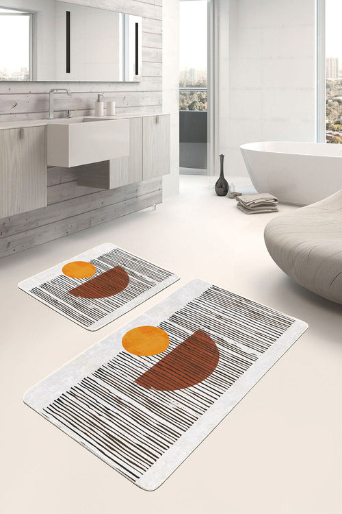Set di 2 Tappetini da bagno antiscivolo Zerrin BPS344 Rectangle Multicolore, 100 x 60 cm / 60 x 50 cm (1)