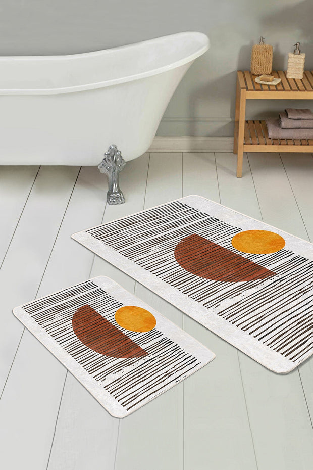 Set di 2 Tappetini da bagno antiscivolo Zerrin BPS344 Rectangle Multicolore, 100 x 60 cm / 60 x 50 cm (2)