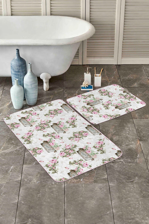 Set di 2 Tappetini da bagno antiscivolo Zerrin BPS345 Rectangle Multicolore, 100 x 60 cm / 60 x 50 cm