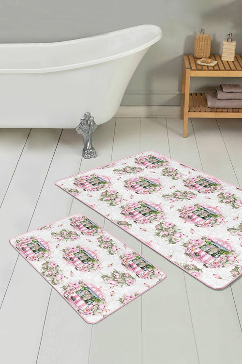 Set di 2 Tappetini da bagno antiscivolo Zerrin BPS346 Rectangle Multicolore, 100 x 60 cm / 60 x 50 cm