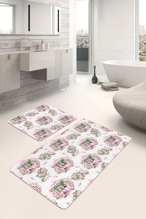 Set di 2 Tappetini da bagno antiscivolo Zerrin BPS346 Rectangle Multicolore, 100 x 60 cm / 60 x 50 cm (1)