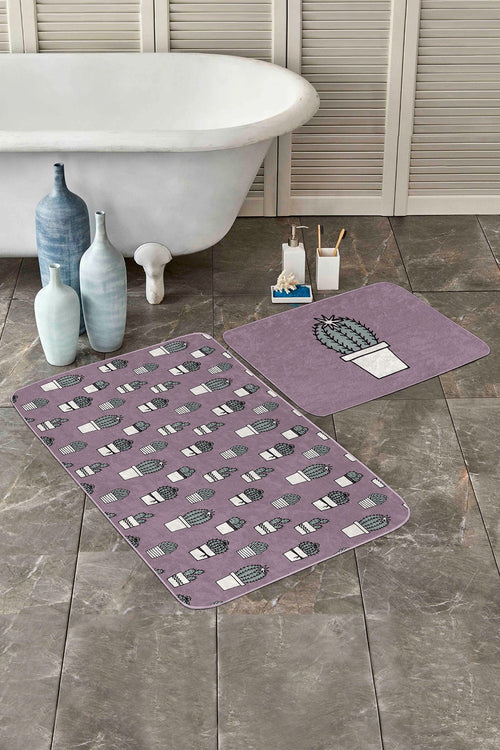 Set di 2 Tappetini da bagno antiscivolo Zerrin BPS347 Rectangle Multicolore, 100 x 60 cm / 60 x 50 cm