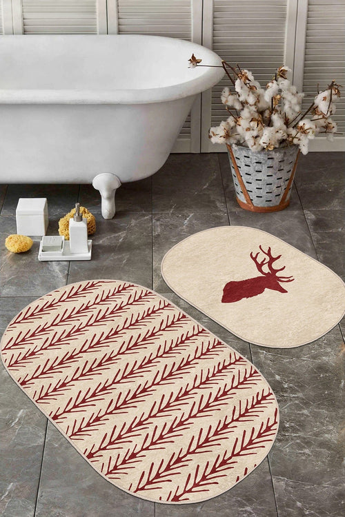 Set di 2 Tappetini da bagno antiscivolo Zeynep BPS615 Multicolore, 100 x 60 cm / 60 x 50 cm