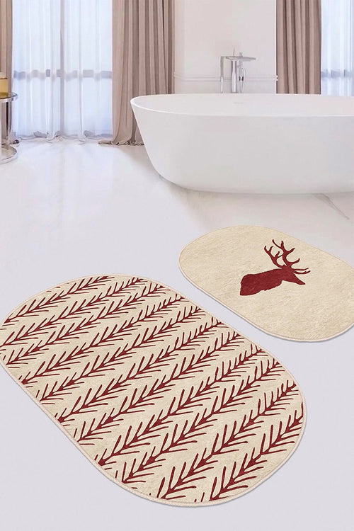 Set di 2 Tappetini da bagno antiscivolo Zeynep BPS615 Multicolore, 100 x 60 cm / 60 x 50 cm (1)