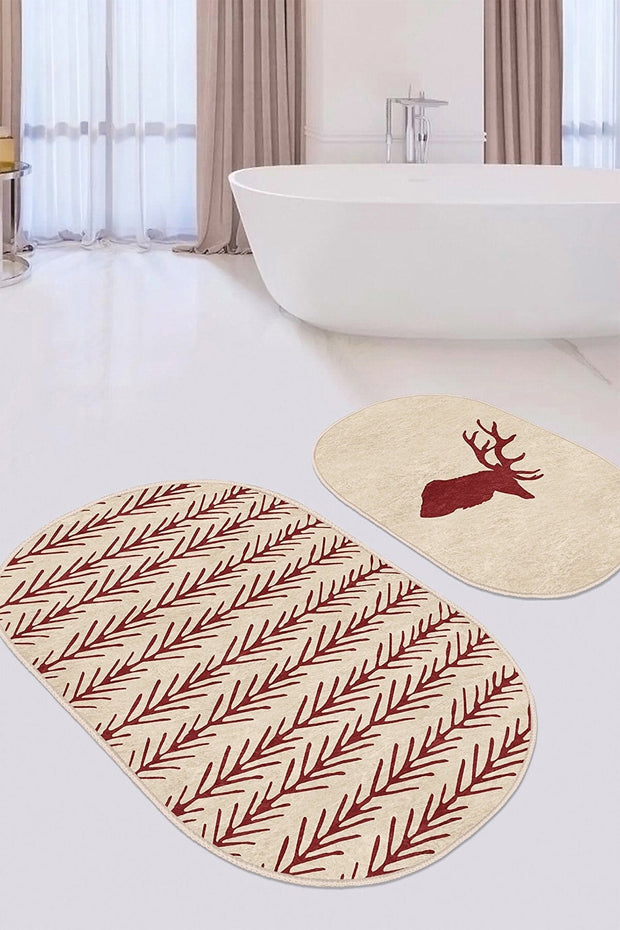Set di 2 Tappetini da bagno antiscivolo Zeynep BPS615 Multicolore, 100 x 60 cm / 60 x 50 cm (1)
