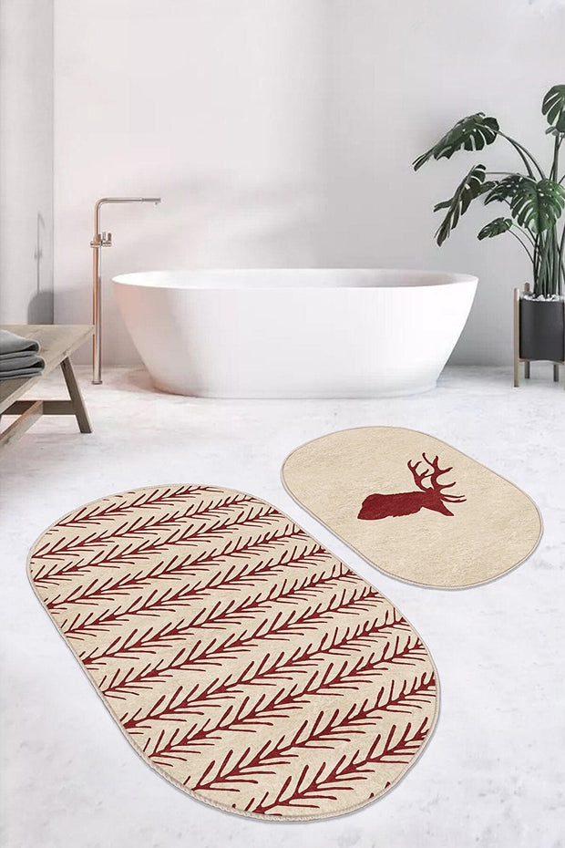Set di 2 Tappetini da bagno antiscivolo Zeynep BPS615 Multicolore, 100 x 60 cm / 60 x 50 cm (2)