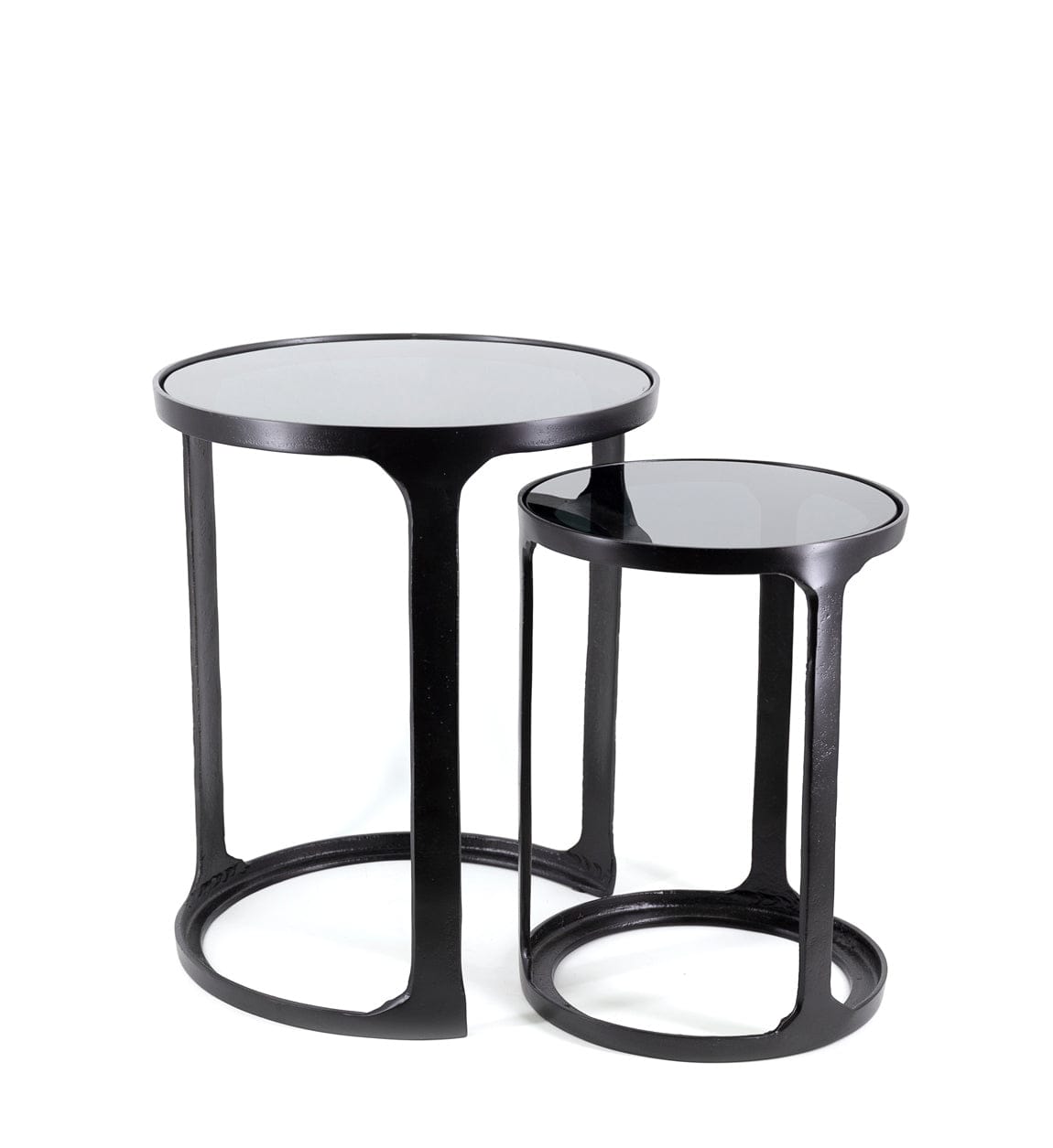 Set di 2 tavolini da caffè Antique Round Nero