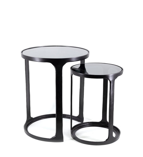 Set di 2 tavolini da caffè Antique Round Nero