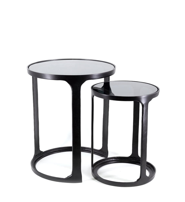 Set di 2 tavolini da caffè Antique Round Nero