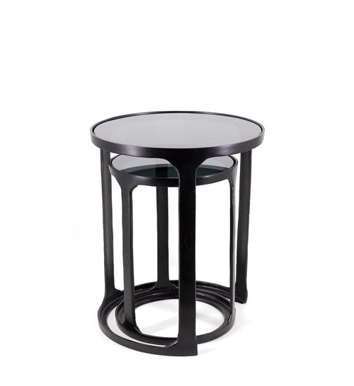 Set di 2 tavolini da caffè Antique Round Nero (1)
