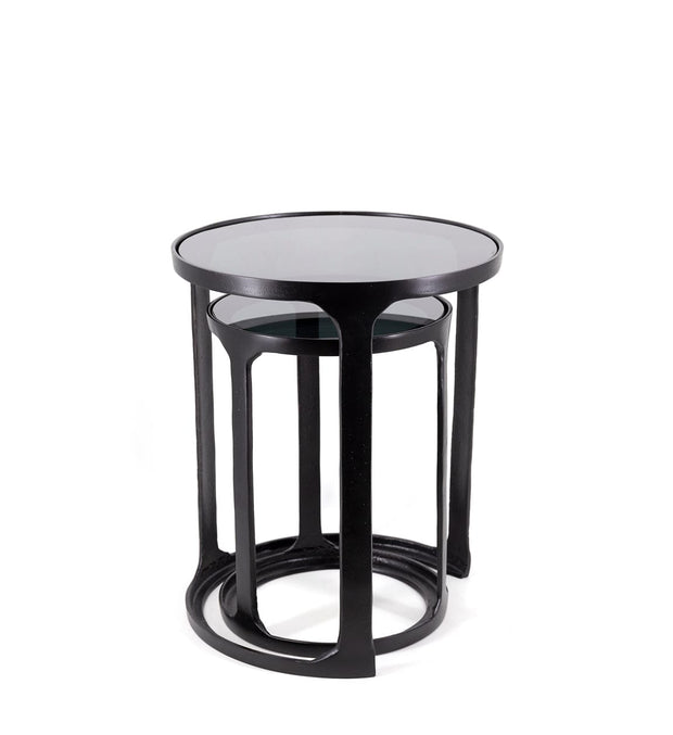 Set di 2 tavolini da caffè Antique Round Nero (1)