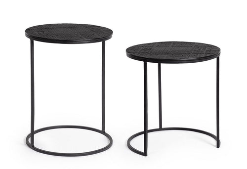 Bizzotto Set di 2 tavolini da caffè Aziza Nero