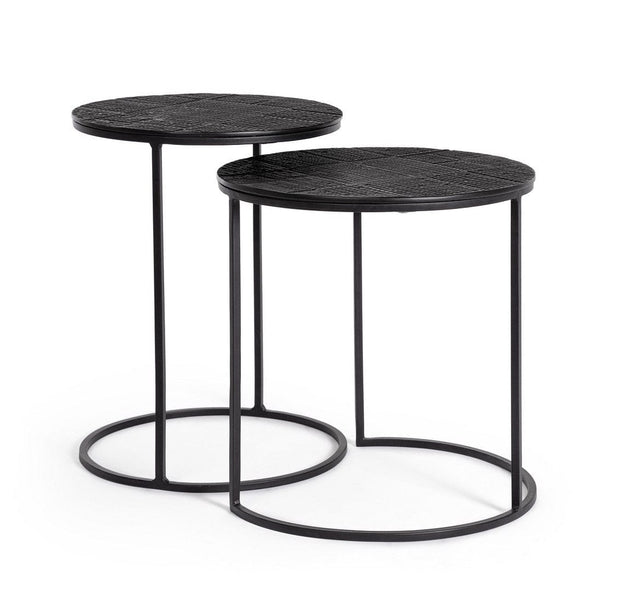 Bizzotto Set di 2 tavolini da caffè Aziza Nero