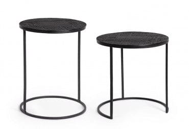 Bizzotto Set di 2 tavolini da caffè Aziza Nero