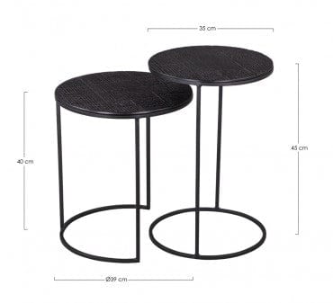 Bizzotto Set di 2 tavolini da caffè Aziza Nero