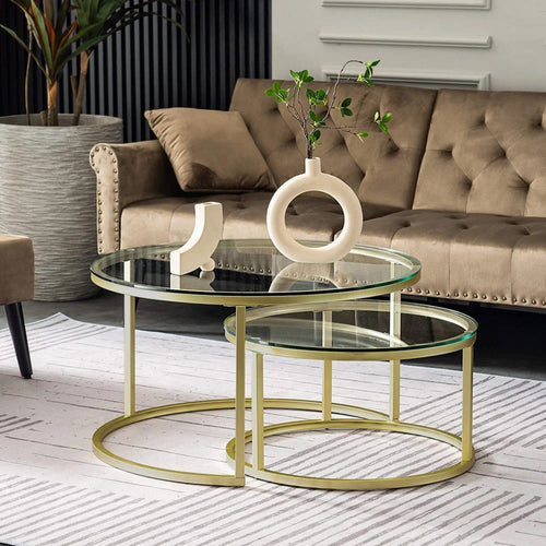 Set di 2 tavolini da caffè Belarus Oro