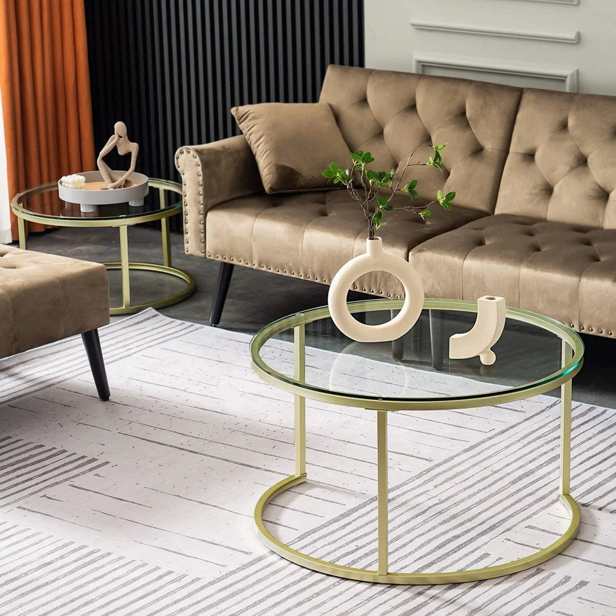Set di 2 tavolini da caffè Belarus Oro (1)