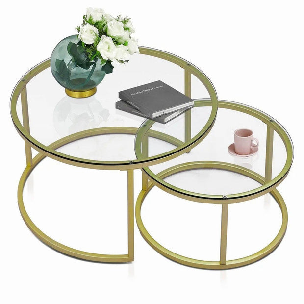 Set di 2 tavolini da caffè Belarus Oro (2)