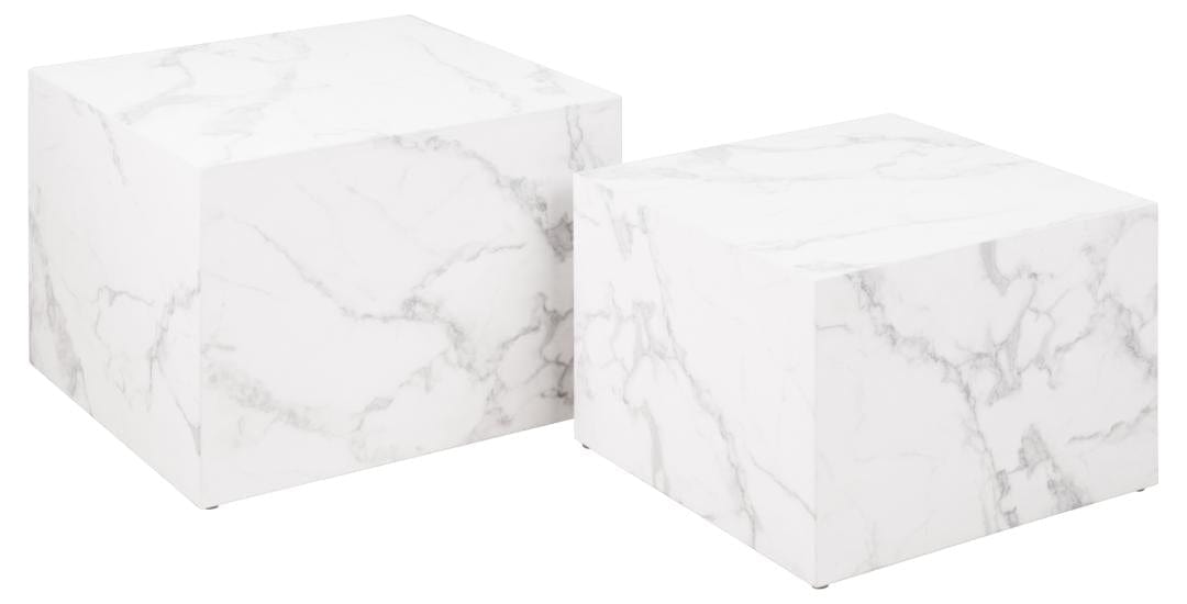 Set di 2 tavolini da caffè Dice Bianco