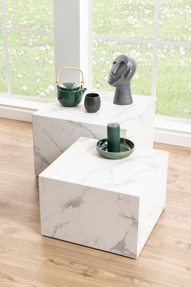 Set di 2 tavolini da caffè Dice Bianco (6)