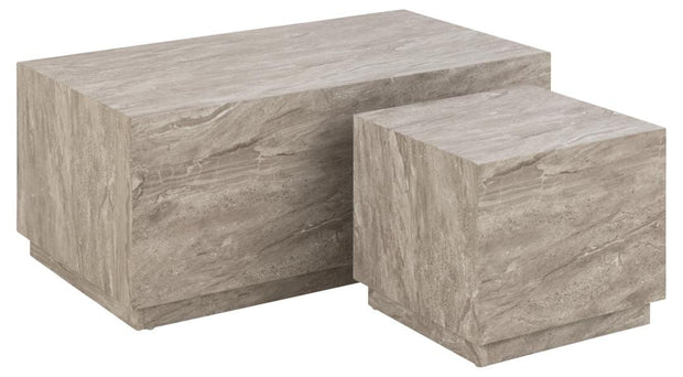 Set di 2 tavolini da caffè Dice Grigio