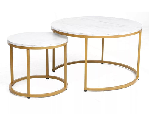 Set di 2 tavolini da caffè Dion Bianco