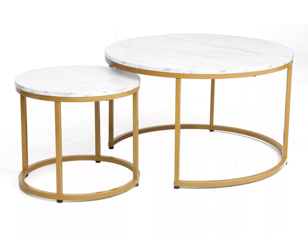Set di 2 tavolini da caffè Dion Bianco